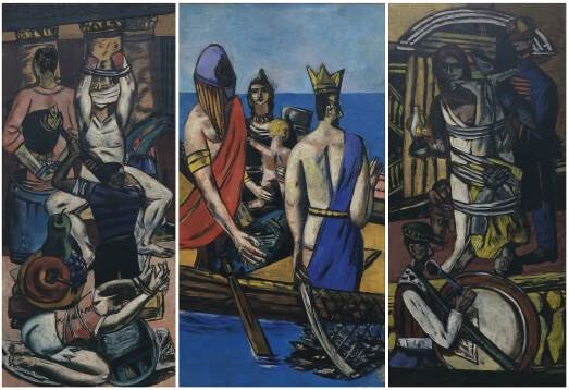  Max Beckmann, Departure, 1932-35
Oil on canvas, triptych, centre panel 215,3 x 115,2 cm, side panels 215,3 x 99,7 cm
Museum of Modern Art, New York, © 2021 Artists Rights Society (ARS), New York 