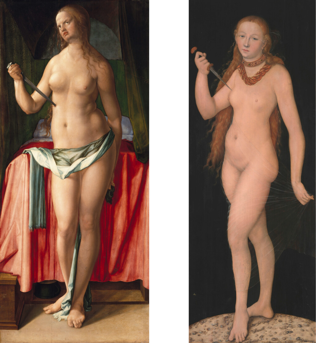 Links: Albrecht Dürer, Selbstmord der Lucretia, 1518
Rechts: Lucas Cranach d. Ä., Selbstmord der Lucretia, um 15124/30
© Bayerische Staatsgemäldesammlungen - Alte Pinakothek, München